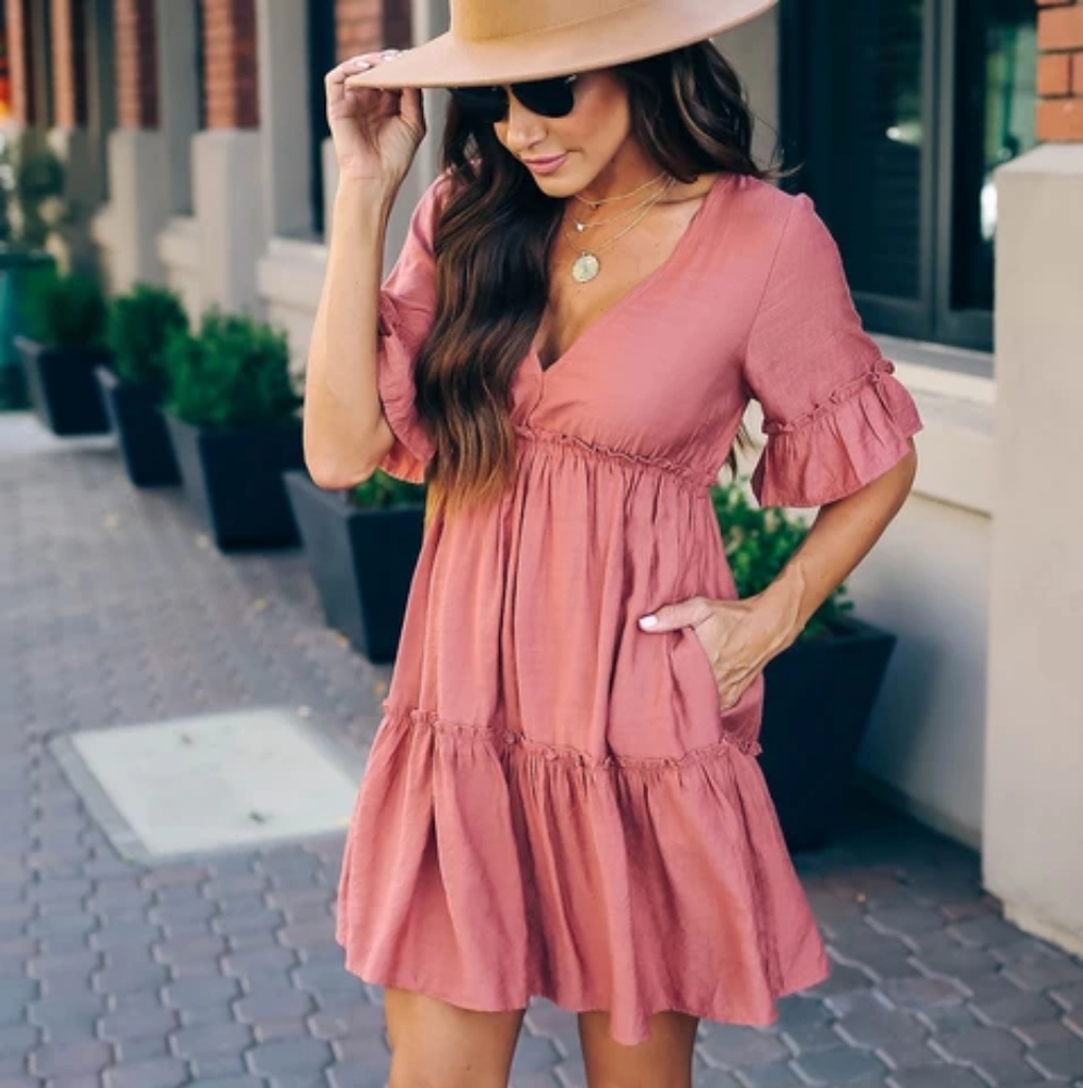 NWT Flawless > Pocketed Ruffled Tiered Dre…
